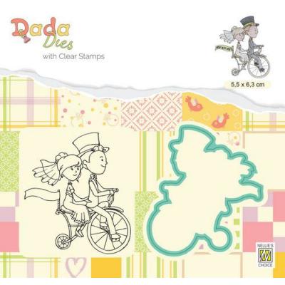 Nellie‘s Choice DADA Die & Clear Stamp - Paar auf dem Fahrrad